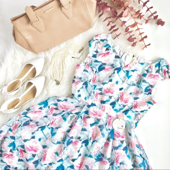 Yumi Dresses & Skirts - Yumi "Charlotte" Pastel Blue Rose Organza Dress